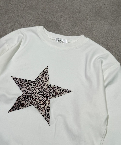 lilful(リルフル)の「【26年春夏新作】レオパード柄 スタープリント クロップドトップス(Tシャツ/カットソー・レディース・ホワイト/ブラック・S/M)」の12枚目の写真