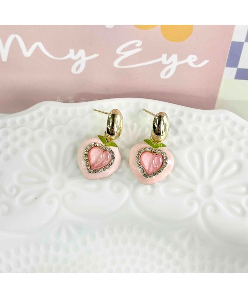 tone（トーン）の「【88eighty-eight】ピンクハートピーチCUTEピアス【import】(MA)（ピアス（両耳用）・レディース・ピンク・FREE）」の2枚目の写真