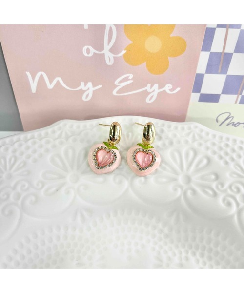 tone（トーン）の「【88eighty-eight】ピンクハートピーチCUTEピアス【import】(MA)（ピアス（両耳用）・レディース・ピンク・FREE）」の3枚目の写真