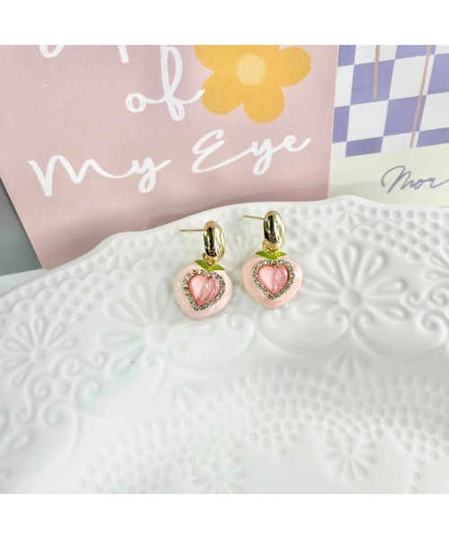 tone（トーン）の「【88eighty-eight】ピンクハートピーチCUTEピアス【import】(MA)（ピアス（両耳用）・レディース・ピンク・FREE）」の4枚目の写真