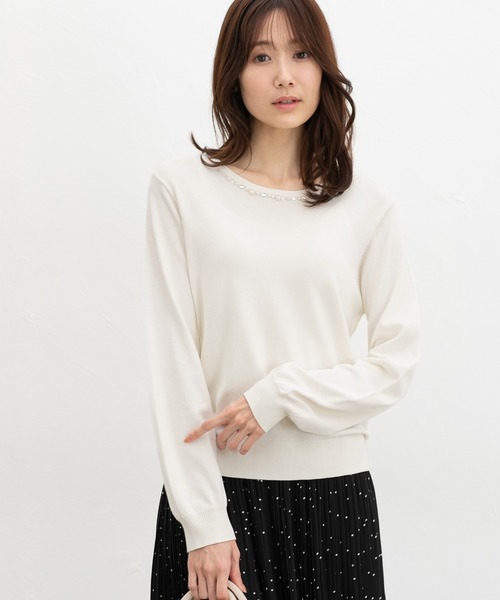 Honeys(ハニーズ)の「【UVカット】ビジュー付ニット(ニット/セーター・レディース・ラベンダー/レッド/アイボリー/ブラック・L/LL/M/S)」の11枚目の写真