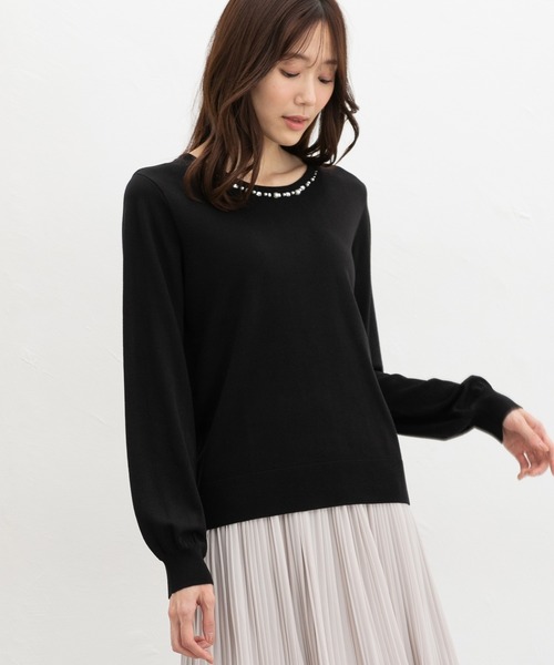 Honeys(ハニーズ)の「【UVカット】ビジュー付ニット(ニット/セーター・レディース・ラベンダー/レッド/アイボリー/ブラック・L/LL/M/S)」の13枚目の写真