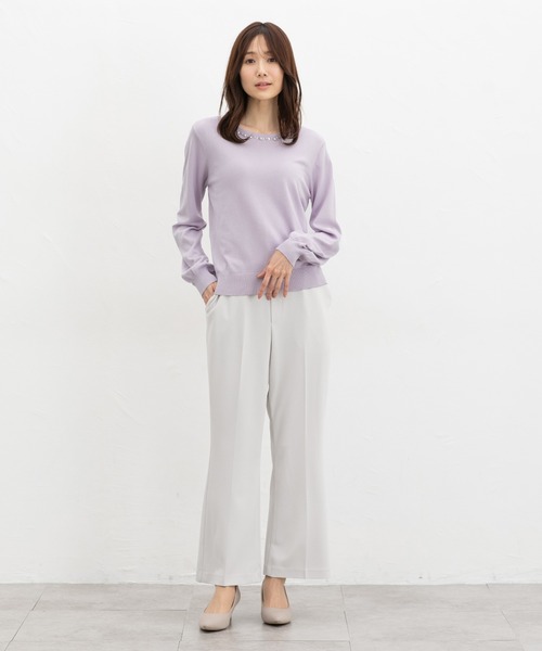 Honeys(ハニーズ)の「【UVカット】ビジュー付ニット(ニット/セーター・レディース・ラベンダー/レッド/アイボリー/ブラック・L/LL/M/S)」の14枚目の写真