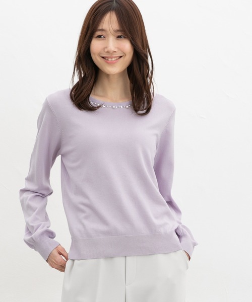 Honeys(ハニーズ)の「【UVカット】ビジュー付ニット(ニット/セーター・レディース・ラベンダー/レッド/アイボリー/ブラック・L/LL/M/S)」の15枚目の写真