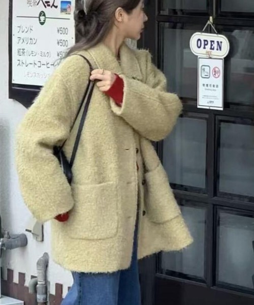 semplice(センプリチェ)の「ミディアムコート カラーリバースディテール(ダッフルコート・レディース・キャメル/グレー/ブラック・F)」の18枚目の写真