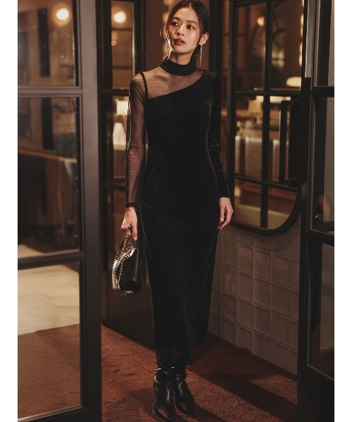 シアーコンビタイトワンピース（ワンピース）｜anuans（アニュアンス