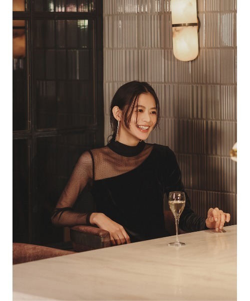 シアーコンビタイトワンピース（ワンピース）｜anuans（アニュアンス