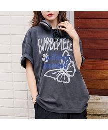 BUBBLPIECE（バブルピース）の「バブルピースバタフライピグメントTシャツ_チャコール（Tシャツ/カットソー）」