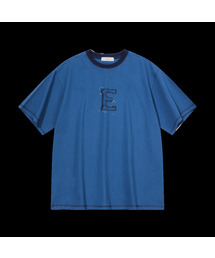 E ストーン ラウンド 半袖 Tシャツ ブルー
