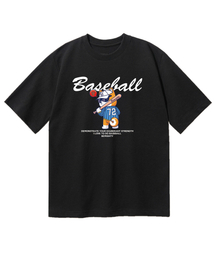 ベースボールベアオーバーサイズ半袖Tシャツ[ブラック]