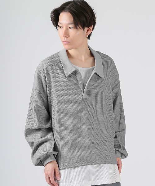 revertical（リバーティカル）の「revertical(リバーティカル)チェック編み透かしニット長袖ポロシャツ（ニット/セーター・メンズ・ブラック/グレー/ネイビー・M/L）」の8枚目の写真