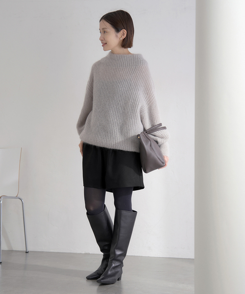 IENA（イエナ）の「ウォッシャブルサキソニーウールショートパンツ（その他パンツ・レディース・チャコールグレー/ブラック・38/36）」の3枚目の写真