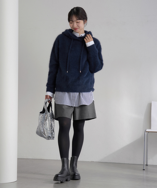 IENA（イエナ）の「ウォッシャブルサキソニーウールショートパンツ（その他パンツ・レディース・チャコールグレー/ブラック・38/36）」の20枚目の写真