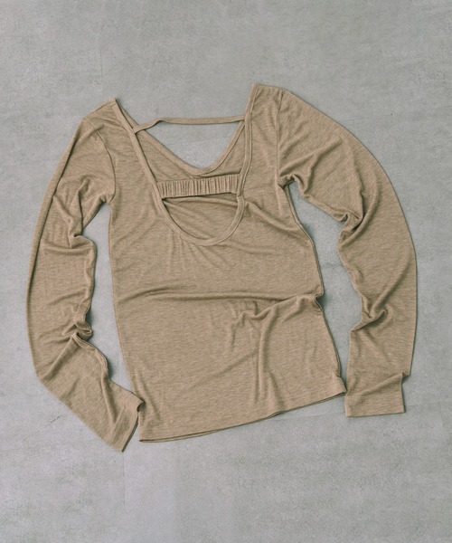 kiehtova(キエトヴァ)の「【kiehtova】BACK OPEN TOPS/バックオープントップス KTWR51(Tシャツ/カットソー・レディース・ブラック/ベージュ・FREE)」の10枚目の写真
