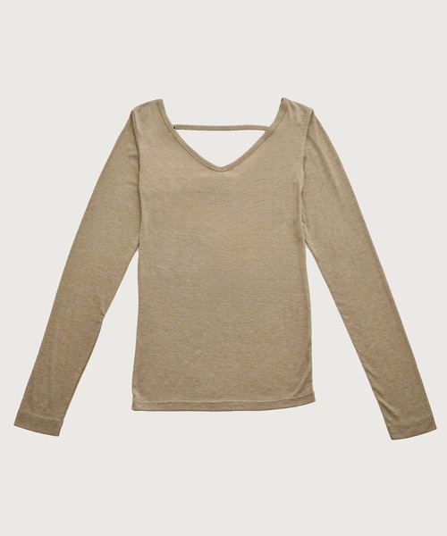 kiehtova(キエトヴァ)の「【kiehtova】BACK OPEN TOPS/バックオープントップス KTWR51(Tシャツ/カットソー・レディース・ブラック/ベージュ・FREE)」の11枚目の写真
