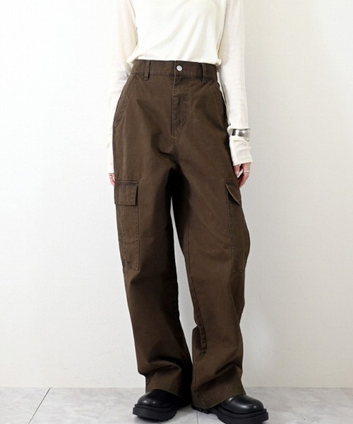STYLEBLOCK（スタイルブロック）の「ピグメントツイルカーゴパンツ（その他パンツ・レディース・アイボリー/カーキ/ブラウン・M）」の2枚目の写真