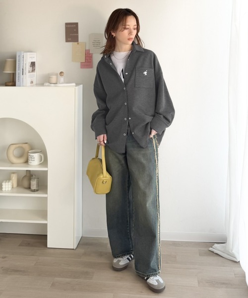 Java(ジャバ)の「《JaVaジャバコラボ》サッと羽織って即サマになる!胸元刺繍ダンボール素材シャツジャケット(シャツ/ブラウス・レディース・ブラック/チャコール/モカ・LARGE/MEDIUM/X-LARGE/SMALL)」の13枚目の写真
