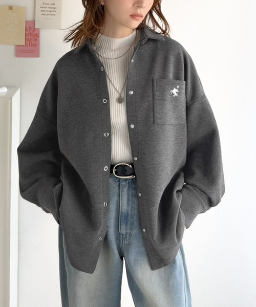 Java(ジャバ)の「《JaVaジャバコラボ》サッと羽織って即サマになる!胸元刺繍ダンボール素材シャツジャケット(シャツ/ブラウス・レディース・ブラック/チャコール/モカ・LARGE/MEDIUM/X-LARGE/SMALL)」の10枚目の写真