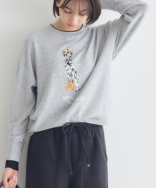 KATHARINE ROSS（キャサリンロス）の「【KATHARINE ROSS】14Gジャガードプルオーバー（ニット/セーター・レディース・ライトグレー/オフホワイト・FREE）」の2枚目の写真