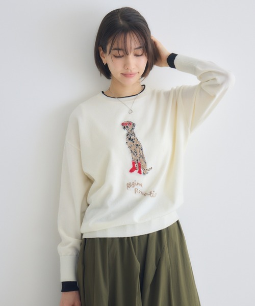 KATHARINE ROSS（キャサリンロス）の「【KATHARINE ROSS】14Gジャガードプルオーバー（ニット/セーター・レディース・ライトグレー/オフホワイト・FREE）」の6枚目の写真