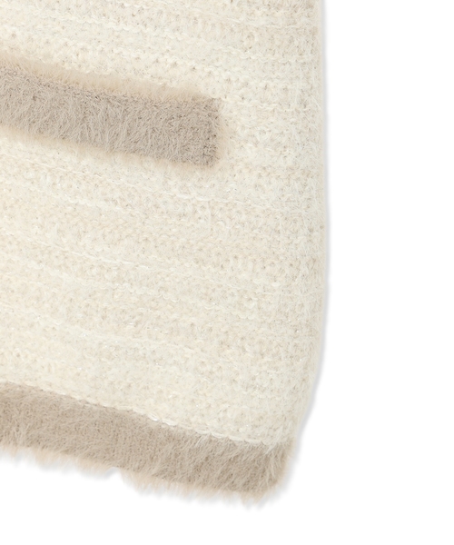 A/C DESIGN BY ALPHA CUBIC（エーシーデザインバイアルファキュービック）の「バイカラーフェザーニットカーディガン（カーディガン/ボレロ・レディース・ベージュ/ネイビー・L/M）」の20枚目の写真