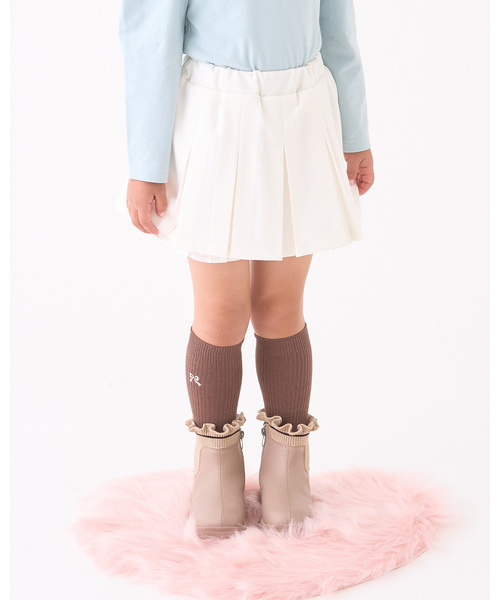 Lycee mine（リセマイン）の「【Lycee mine バレエシリーズ】タックプリーツスカート(インパン付き)（スカート・キッズ・ベージュ/チャコール/ピンク/オフホワイト・140cm/150cm/100cm/110cm/120cm/130cm）」の2枚目の写真