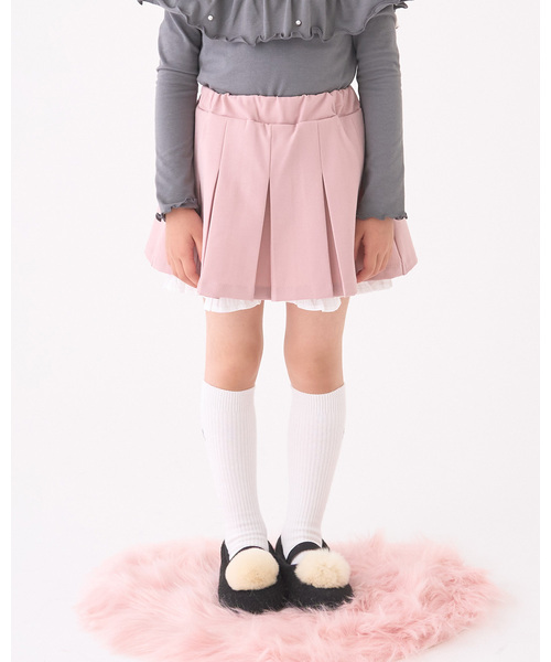Lycee mine（リセマイン）の「【Lycee mine バレエシリーズ】タックプリーツスカート(インパン付き)（スカート・キッズ・ベージュ/チャコール/ピンク/オフホワイト・140cm/150cm/100cm/110cm/120cm/130cm）」の4枚目の写真