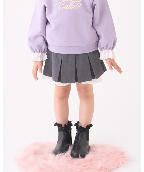 Lycee mine（リセマイン）の「【Lycee mine バレエシリーズ】タックプリーツスカート(インパン付き)（スカート・キッズ・ベージュ/チャコール/ピンク/オフホワイト・140cm/150cm/100cm/110cm/120cm/130cm）」の3枚目の写真