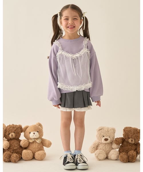 Lycee mine（リセマイン）の「【Lycee mine バレエシリーズ】タックプリーツスカート(インパン付き)【子供服】【キッズ】【女の子】（スカート・キッズ・ベージュ/チャコール/ピンク/オフホワイト・140cm/150cm/100cm/110cm/120cm/130cm）」の12枚目の写真