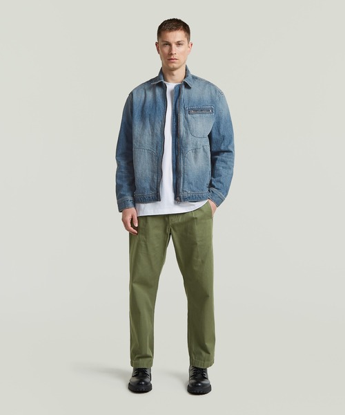 G-STAR(ジースター)の「Zip Coach Jacket/ヴィンテージライクウォッシュド加工デニムジップアップコーチジャケット/デニムブルゾン(デニムジャケット・メンズ・インディゴブルー・LARGE/MEDIUM/SMALL/X-LARGE/X-SMALL)」の3枚目の写真