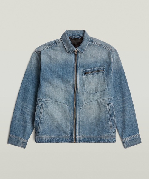 G-STAR(ジースター)の「Zip Coach Jacket/ヴィンテージライクウォッシュド加工デニムジップアップコーチジャケット/デニムブルゾン(デニムジャケット・メンズ・インディゴブルー・LARGE/MEDIUM/SMALL/X-LARGE/X-SMALL)」の6枚目の写真