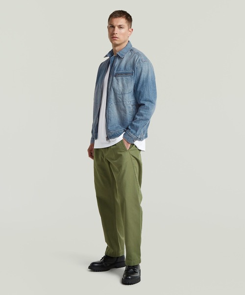 G-STAR(ジースター)の「Zip Coach Jacket/ヴィンテージライクウォッシュド加工デニムジップアップコーチジャケット/デニムブルゾン(デニムジャケット・メンズ・インディゴブルー・LARGE/MEDIUM/SMALL/X-LARGE/X-SMALL)」の4枚目の写真