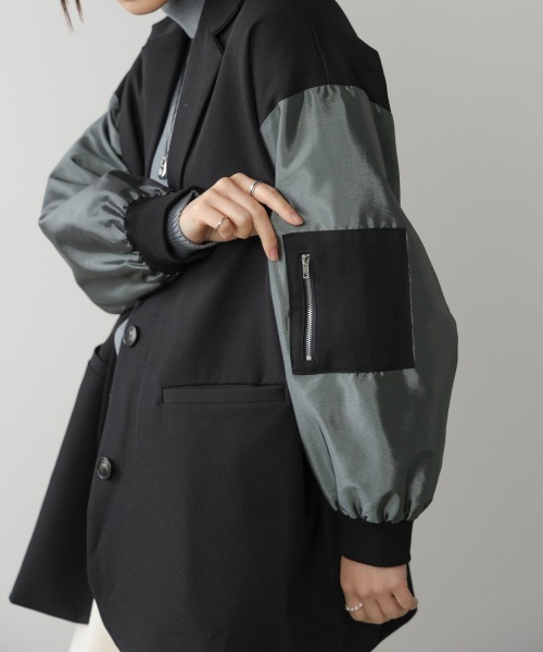 Bou Jeloud(ブージュルード)の「ミリタリーテーラードジャケット(テーラードジャケット・レディース・モカ/ブラック・38)」の1枚目の写真