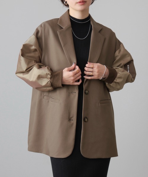 Bou Jeloud(ブージュルード)の「ミリタリーテーラードジャケット(テーラードジャケット・レディース・モカ/ブラック・38)」の2枚目の写真