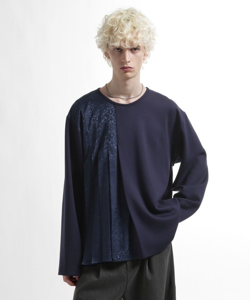 HARE（ハレ）の「アシメジャガードプリーツスウェット(HARE)（スウェット・メンズ・グレー/ブルー/ブラック・FREE）」の3枚目の写真