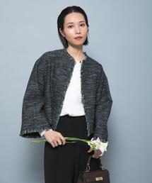 URBAN RESEARCH ROSSO WOMEN | ツイードショートジャケット(ノーカラージャケット)