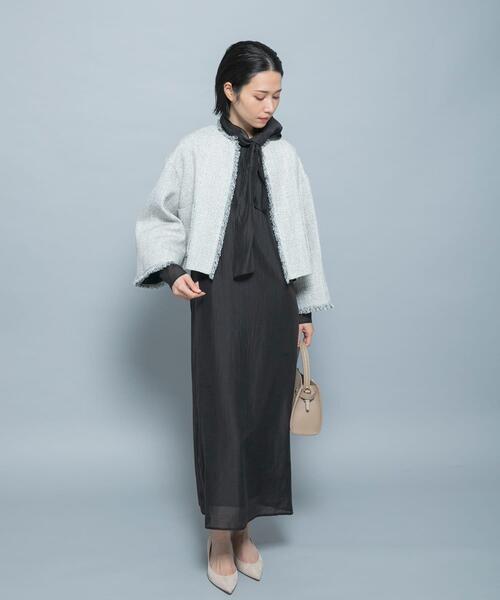 URBAN RESEARCH ROSSO WOMEN(アーバンリサーチ ロッソ)の「ツイードショートジャケット(ノーカラージャケット・レディース・ブラック/オフホワイト・FREE)」の8枚目の写真