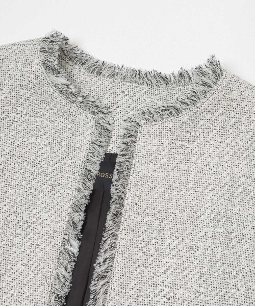 URBAN RESEARCH ROSSO WOMEN(アーバンリサーチ ロッソ)の「ツイードショートジャケット(ノーカラージャケット・レディース・ブラック/オフホワイト・FREE)」の10枚目の写真