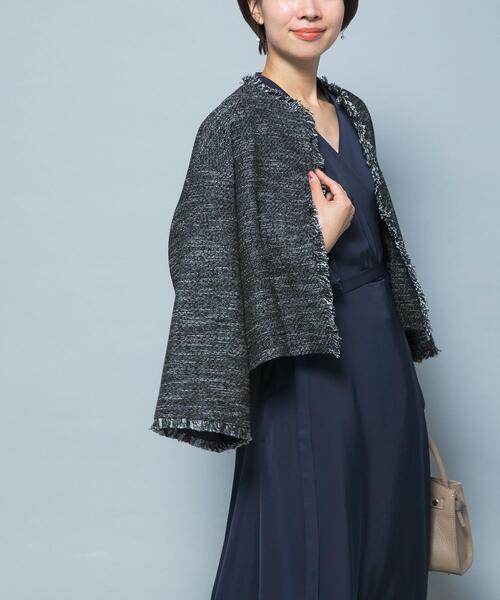 URBAN RESEARCH ROSSO WOMEN(アーバンリサーチ ロッソ)の「ツイードショートジャケット(ノーカラージャケット・レディース・ブラック/オフホワイト・FREE)」の15枚目の写真