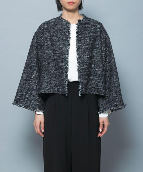 URBAN RESEARCH ROSSO WOMEN(アーバンリサーチ ロッソ)の「ツイードショートジャケット(ノーカラージャケット・レディース・ブラック/オフホワイト・FREE)」の17枚目の写真