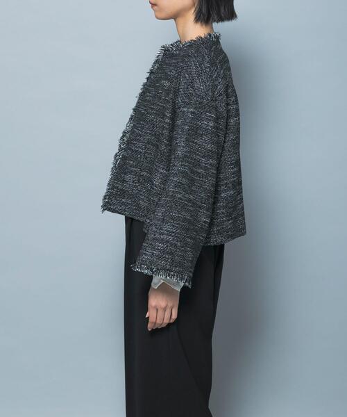 URBAN RESEARCH ROSSO WOMEN(アーバンリサーチ ロッソ)の「ツイードショートジャケット(ノーカラージャケット・レディース・ブラック/オフホワイト・FREE)」の18枚目の写真