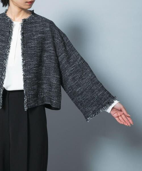 URBAN RESEARCH ROSSO WOMEN(アーバンリサーチ ロッソ)の「ツイードショートジャケット(ノーカラージャケット・レディース・ブラック/オフホワイト・FREE)」の20枚目の写真