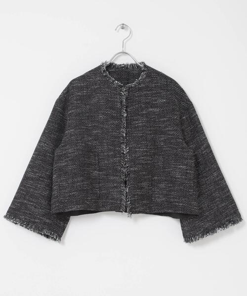 URBAN RESEARCH ROSSO WOMEN(アーバンリサーチ ロッソ)の「ツイードショートジャケット(ノーカラージャケット・レディース・ブラック/オフホワイト・FREE)」の21枚目の写真