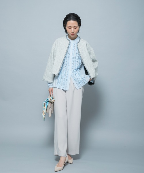 あおりんご　gypsohila ツィードノーカラージャケット green label relaxing（グリーンレーベルリラクシング）の「ツイード