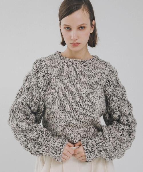 LAATO（ラート）の「lantern long sleeve knit（ニット/セーター・レディース・アイボリー/ブラック・FREE）」の2枚目の写真