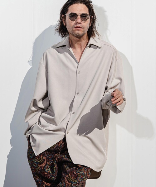 CAMBIO（カンビオ）の「ms6380-Long Length Shirts ロングシャツ(S64426cmb)（シャツ/ブラウス・メンズ・ホワイト/ブラック/サックスブルー/ミント/ライトベージュ・S/M/L）」の3枚目の写真