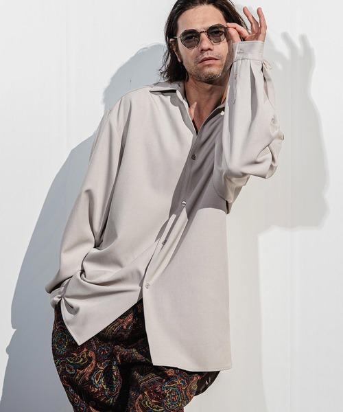 CAMBIO（カンビオ）の「ms6380-Long Length Shirts ロングシャツ(S64426cmb)（シャツ/ブラウス・メンズ・ホワイト/ブラック/サックスブルー/ミント/ライトベージュ・S/M/L）」の7枚目の写真