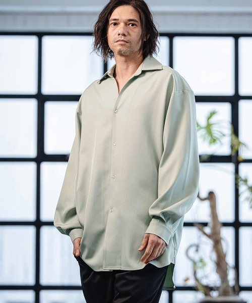 CAMBIO（カンビオ）の「ms6380-Long Length Shirts ロングシャツ(S64426cmb)（シャツ/ブラウス・メンズ・ホワイト/ブラック/サックスブルー/ミント/ライトベージュ・S/M/L）」の11枚目の写真