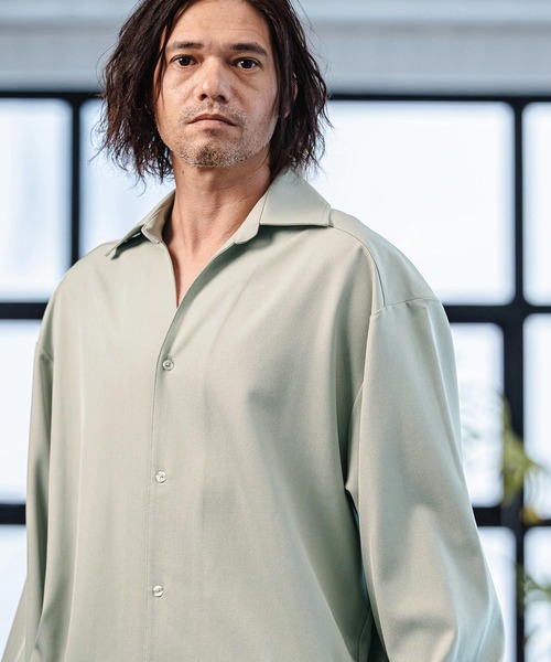 CAMBIO（カンビオ）の「ms6380-Long Length Shirts ロングシャツ(S64426cmb)（シャツ/ブラウス・メンズ・ホワイト/ブラック/サックスブルー/ミント/ライトベージュ・S/M/L）」の12枚目の写真