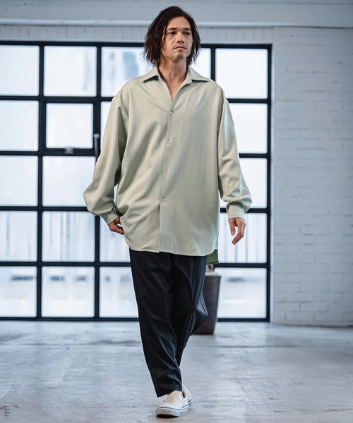 CAMBIO（カンビオ）の「ms6380-Long Length Shirts ロングシャツ(S64426cmb)（シャツ/ブラウス・メンズ・ホワイト/ブラック/サックスブルー/ミント/ライトベージュ・S/M/L）」の14枚目の写真